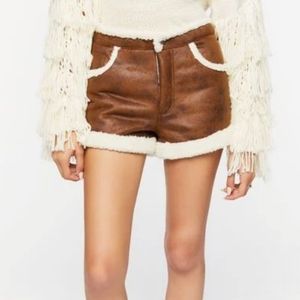 Faux Shearling Trim Shorts